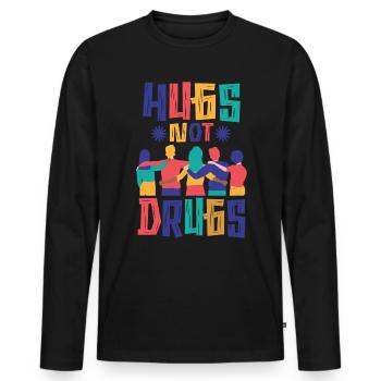 Des câlins au lieu de drogues - T-shirt manches longues Premium bio Homme - noir - Devant - Nico (187cm)
