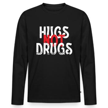 Hugs instead of drugs - Men's Premium Organic Long Sleeve Shirt - black - Front - Nico (187cm)