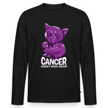 Cancer doesn't defeat pancreatic cancer - Men's Premium Organic Long Sleeve Shirt - black - Front - Nico (187cm)