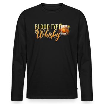Blood Type Whisky Cocktail for Bartender - Men's Premium Organic Long Sleeve Shirt - black - Front - Nico (187cm)