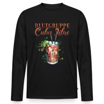 Groupe sanguin Cuba Libre Cocktail Barman - T-shirt manches longues Premium bio Homme - noir - Devant - Nico (187cm)