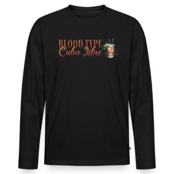 Groupe sanguin Cuba Libre Cocktail Barman - T-shirt manches longues Premium bio Homme - noir - Devant - Nico (187cm)