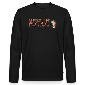 Blutgruppe Cuba Libre Cocktail Barkeeper - Männer Premium Bio Langarmshirt - Schwarz - Vorne - Nico (187cm)