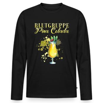 Groupe sanguin Pina Colada Barman - T-shirt manches longues Premium bio Homme - noir - Devant - Nico (187cm)