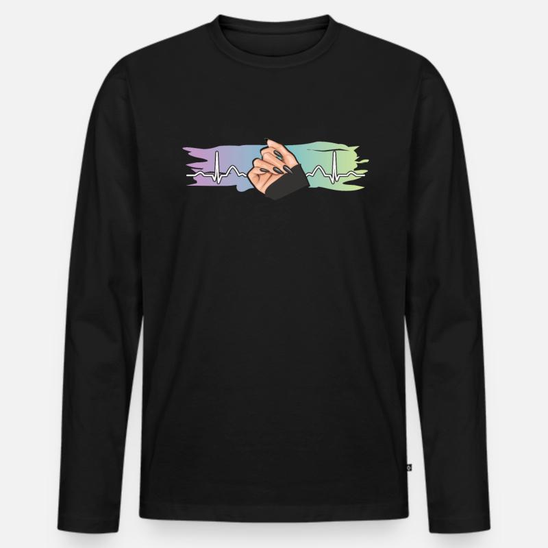 Heartbeat Naildesign Nagelstudio Tech - Männer Premium Bio Langarmshirt - Schwarz