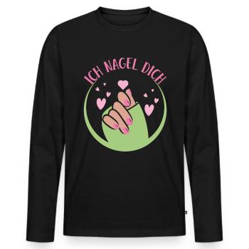 Ich Nagel Dich Nail Art Nagelsalon Nageldesignerin - Männer Premium Bio Langarmshirt - Schwarz - Vorne - Nico (187cm)