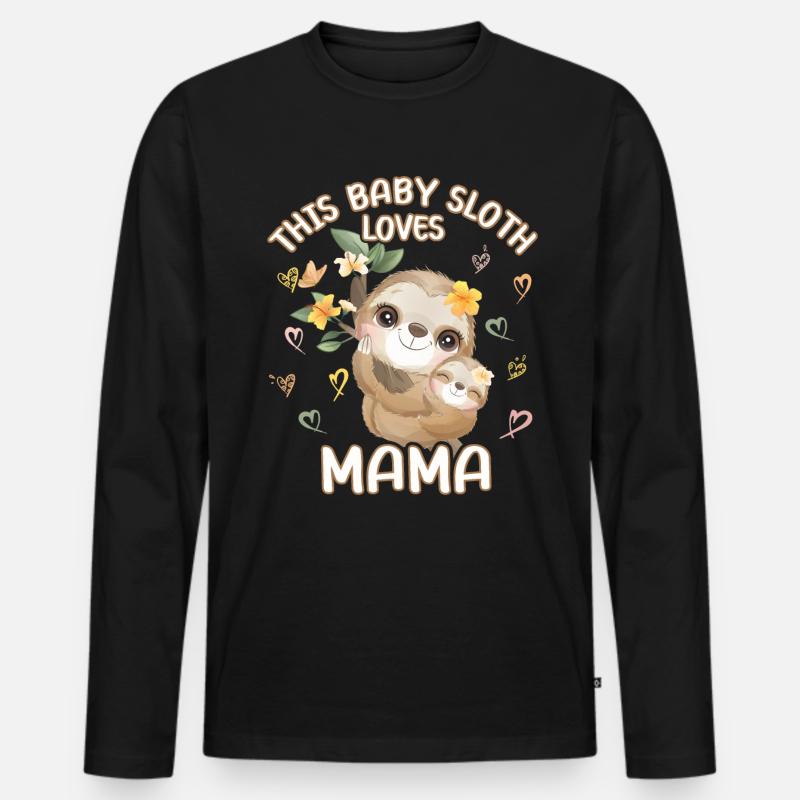 Dieses Babyfaultier liebt Mama am Muttertag - Männer Premium Bio Langarmshirt - Schwarz