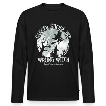 Krebs Hexe Weiß Lungenkrebs - Männer Premium Bio Langarmshirt - Schwarz - Vorne - Nico (187cm)