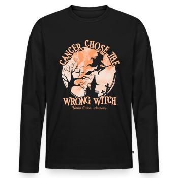 Cancer Pêche sorcière Cancer de l’utérus - T-shirt manches longues Premium bio Homme - noir - Devant - Nico (187cm)