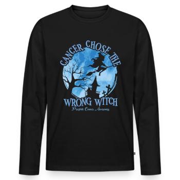 Cancer Witch Light Blue Prostate Cancer - Men's Premium Organic Long Sleeve Shirt - black - Front - Nico (187cm)