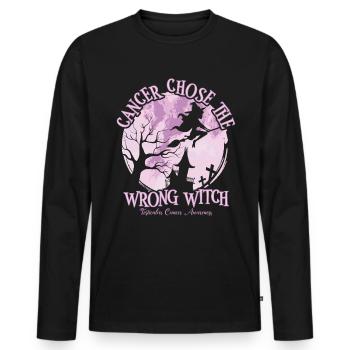 Cancer, Sorcière, Orchidée, Cancer Des Testicules - T-shirt manches longues Premium bio Homme - noir - Devant - Nico (187cm)