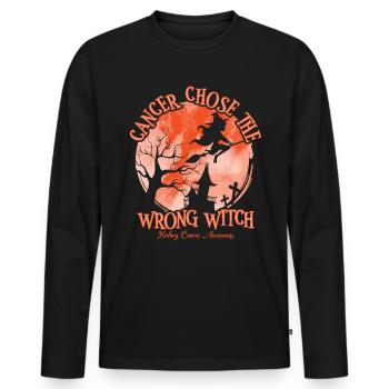 Cancer Orange Sorcière Cancer du rein - T-shirt manches longues Premium bio Homme - noir - Devant - Nico (187cm)