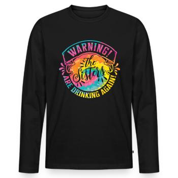 Avertissement : les filles boivent à nouveau - T-shirt manches longues Premium bio Homme - noir - Devant - Nico (187cm)