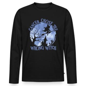 Cancer Sorcière Pervenche Œsophagienne - T-shirt manches longues Premium bio Homme - noir - Devant - Nico (187cm)