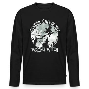 Krebs Hexe Weiß Lungenkrebs - Männer Premium Bio Langarmshirt - Schwarz - Vorne - Nico (187cm)