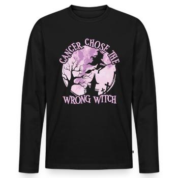 Cancer, Sorcière, Orchidée, Cancer Des Testicules - T-shirt manches longues Premium bio Homme - noir - Devant - Nico (187cm)