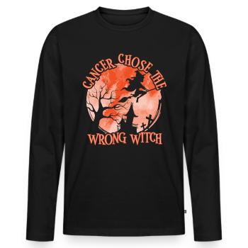 Cancer Orange Sorcière Cancer du rein - T-shirt manches longues Premium bio Homme - noir - Devant - Nico (187cm)