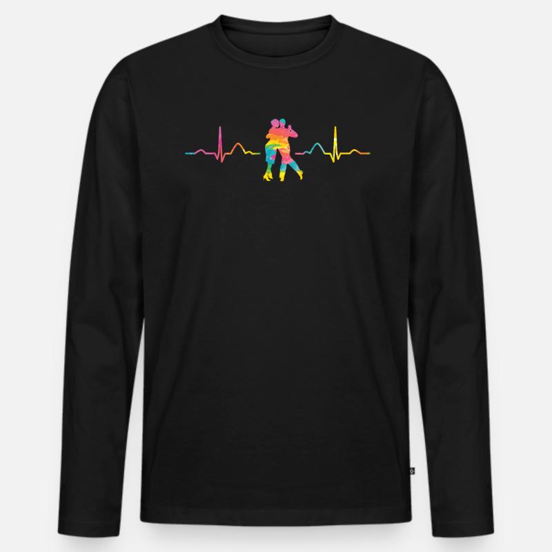 Tango Argentino Heartbeat Tango Vals - Männer Premium Bio Langarmshirt - Schwarz