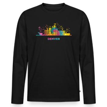 Denverites Skyline Denver - T-shirt manches longues Premium bio Homme - noir - Devant - Nico (187cm)