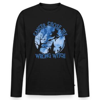 Krebs Hexe Dunkelblau Doppelpunkt - Männer Premium Bio Langarmshirt - Schwarz - Vorne - Nico (187cm)