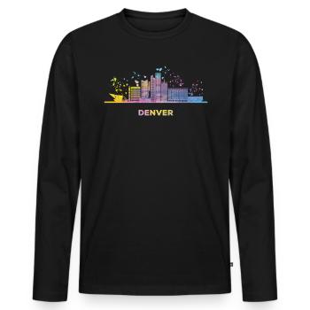 Denverites Skyline Denver - T-shirt manches longues Premium bio Homme - noir - Devant - Nico (187cm)