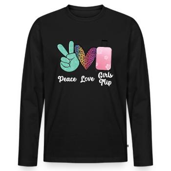 Week-end de filles Paix Amour Filles Voyage - T-shirt manches longues Premium bio Homme - noir - Devant - Nico (187cm)