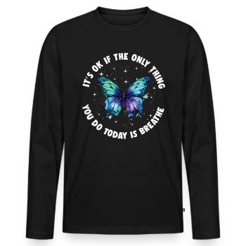 psycMental Health Warrior Violet Et Turquoise - T-shirt manches longues Premium bio Homme - noir - Devant - Nico (187cm)