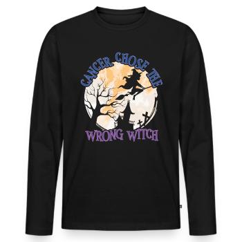 Cancer, Sorcière, Calendula, Cancer de la vessie - T-shirt manches longues Premium bio Homme - noir - Devant - Nico (187cm)