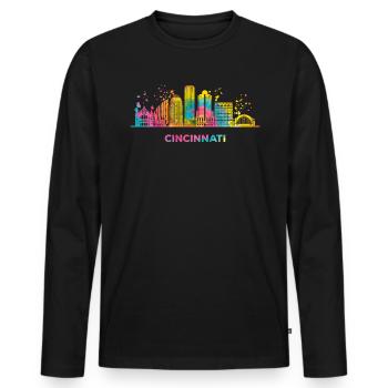 Cincinnatian Skyline Cincinnati - Männer Premium Bio Langarmshirt - Schwarz - Vorne - Nico (187cm)