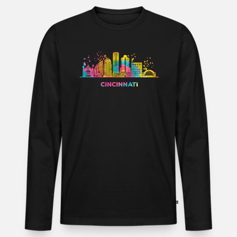 Cincinnatian Skyline Cincinnati - Männer Premium Bio Langarmshirt - Schwarz