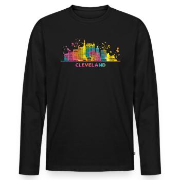 Clevelander Skyline Cleveland - Men's Premium Organic Long Sleeve Shirt - black - Front - Nico (187cm)