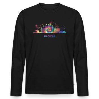 Denverites Skyline Denver - T-shirt manches longues Premium bio Homme - noir - Devant - Nico (187cm)