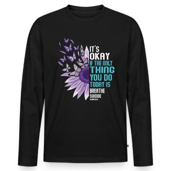 Sensibilisation à la prévention du suicide - T-shirt manches longues Premium bio Homme - noir - Devant - Nico (187cm)