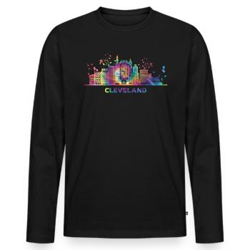 Clevelander Skyline Cleveland - Men's Premium Organic Long Sleeve Shirt - black - Front - Nico (187cm)