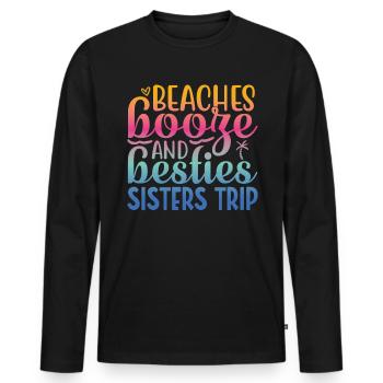 Plages, boissons alcoolisées et voyages des meilleures amies - T-shirt manches longues Premium bio Homme - noir - Devant - Nico (187cm)