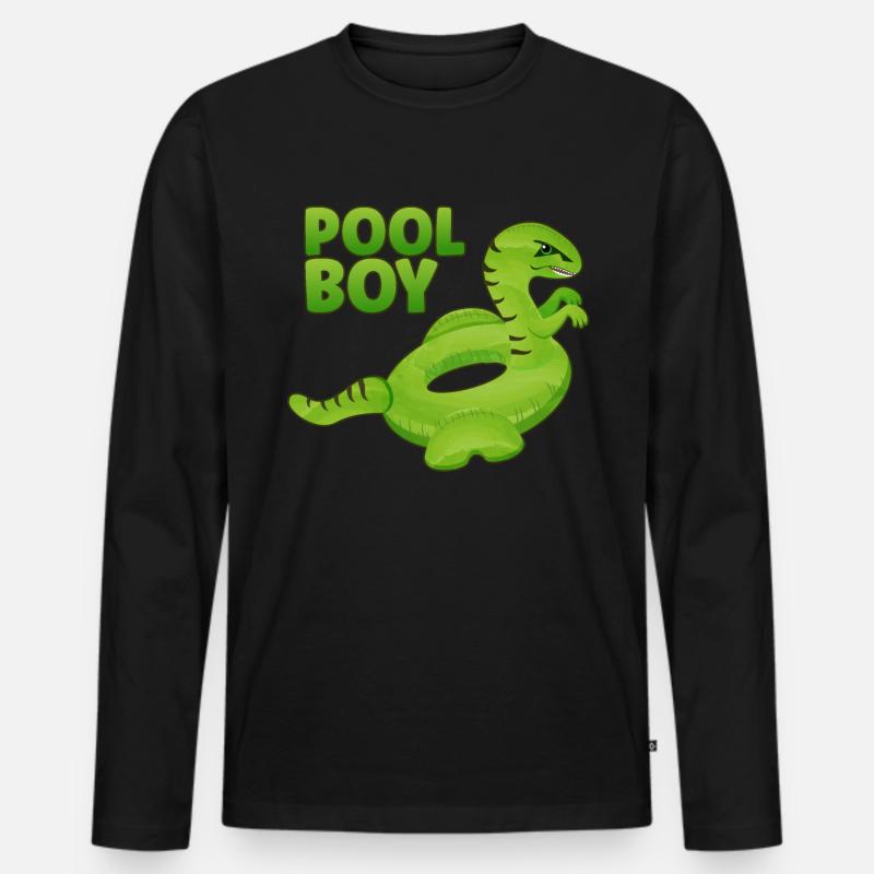 Pool Boy Dinosaurier Floatie Schwimmbad - Männer Premium Bio Langarmshirt - Schwarz