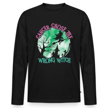 Cancer Sorcière Cancer du sein métastatique - T-shirt manches longues Premium bio Homme - noir - Devant - Nico (187cm)