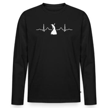 Flamenco Heartbeat Woman Flamenco Dress - Men's Premium Organic Long Sleeve Shirt - black - Front - Nico (187cm)