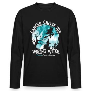 Cancer Witch Teal White Cervical Cancer - Men's Premium Organic Long Sleeve Shirt - black - Front - Nico (187cm)
