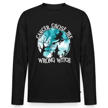Cancer Witch Teal White Cervical Cancer - Men's Premium Organic Long Sleeve Shirt - black - Front - Nico (187cm)