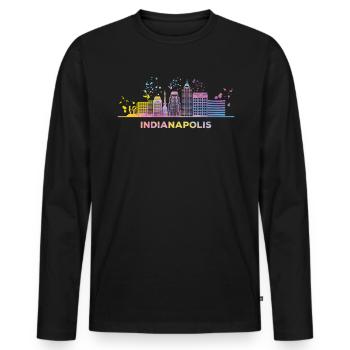 Indianapolitanische Skyline Indianapolis - Männer Premium Bio Langarmshirt - Schwarz - Vorne - Nico (187cm)