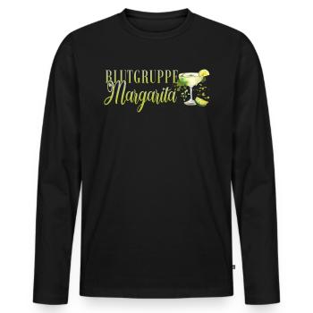 Blutgruppe Margarita Tequila Junggesellenabschied - Männer Premium Bio Langarmshirt - Schwarz - Vorne - Nico (187cm)