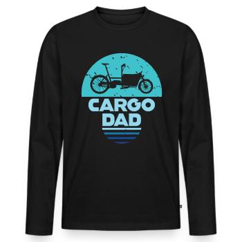 Cargo Dad Cargo Bike Cargobike - Men's Premium Organic Long Sleeve Shirt - black - Front - Nico (187cm)