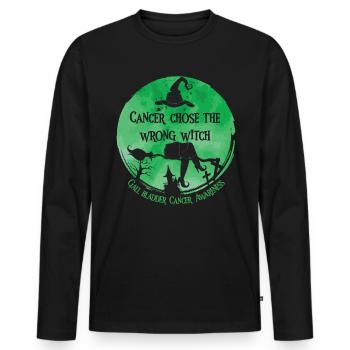 Cancer Witch Green Gallbladder Cancer - Men's Premium Organic Long Sleeve Shirt - black - Front - Nico (187cm)