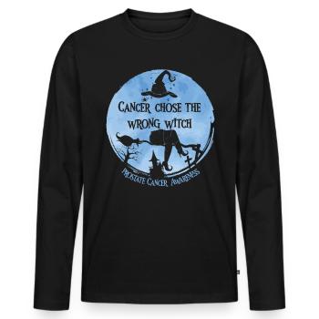 Krebshexe Hellblau Prostatakrebs - Männer Premium Bio Langarmshirt - Schwarz - Vorne - Nico (187cm)