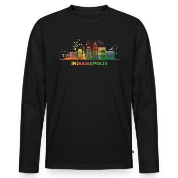 Indianapolitanische Skyline Indianapolis - Männer Premium Bio Langarmshirt - Schwarz - Vorne - Nico (187cm)