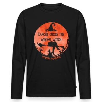 Cancer Witch Orange Leukemia Awareness - Men's Premium Organic Long Sleeve Shirt - black - Front - Nico (187cm)