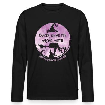Cancer, Sorcière, Orchidée, Cancer Des Testicules - T-shirt manches longues Premium bio Homme - noir - Devant - Nico (187cm)