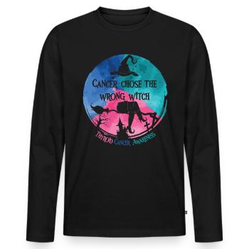 Cancer Chose The Wrong Witch Thyroid Cancer - Men's Premium Organic Long Sleeve Shirt - black - Front - Nico (187cm)