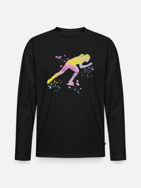 Speed skater Sportswoman Speed Skating - Men's Premium Organic Long Sleeve Shirt - black